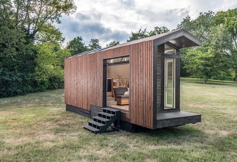 new frontier tiny cabin contemporary farmhouse designboom 1